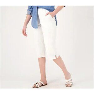 Denim & Co. EasyWear Twill Tall Relaxed Pull-On Skimmer White,Tall Medium